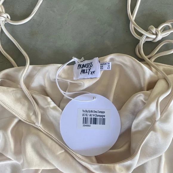 ❗️SOLD❗️Princess Polly Champagne Silky Slip Mini Dress - Picture 15 of 15
